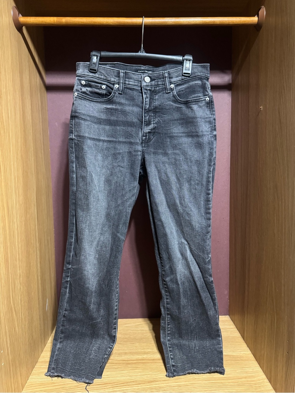 Lucky Brand Zoe High Rise Straight Jeans Black Size 12 31R
